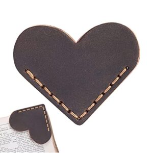 pingfen leather bookmark, vintage leather heart bookmark heart page corner handmade bookmark, funny cowhide corner page book accessories reading gifts for reading lovers, women, kids, men