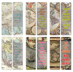 creanoso vintage map bookmarks series 2 (60-pack) – six assorted quality bookmarker cards bulk set – premium gift for men & women, adults – premium gift set