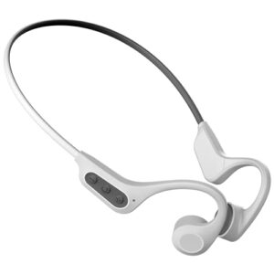 OCTANDRA Sense Bone Conduction Open-Ear Bluetooth Sport Headphones with Mic IP56 Sweat Resistant Wireless Earphones for Running Cycling Walking Fitness & Workouts (X7) (White & Grey)