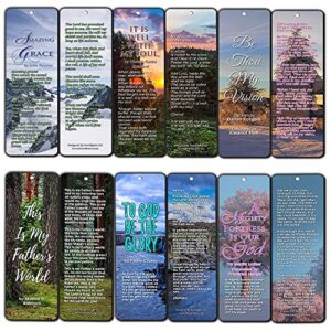 hymn bookmarks series 1 – amazing grace (60-pack) – classic gospel song lyrics – bring you back to the good old day worship – stocking stuffers for men women