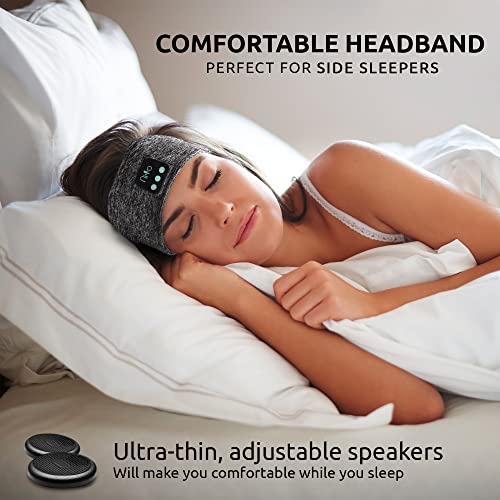 URBAN SOMBRERO NiYo Sleep Headband with in-Built Headphones - Sports Headphones, Comfortable, Wireless Music Sleeping Headphones, Grey Headphones for Exercising, Sleeping