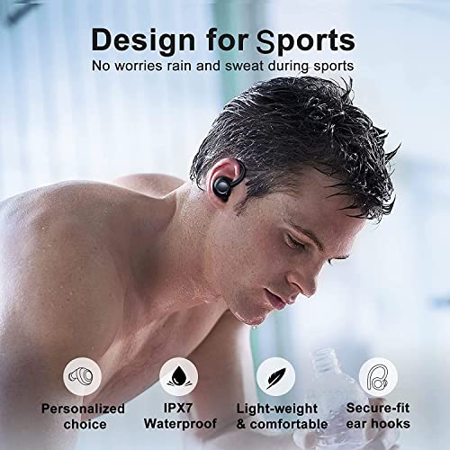 Wireless Earbud,Sports Bluetooth 5.3 Headphones,Bluetooth Earbud with Mic Deep Bass,in Ear Wireless Earphones Noise Cancelling Headphones,Ear Buds with Earhooks IP7 Waterproof for iPhone/Android