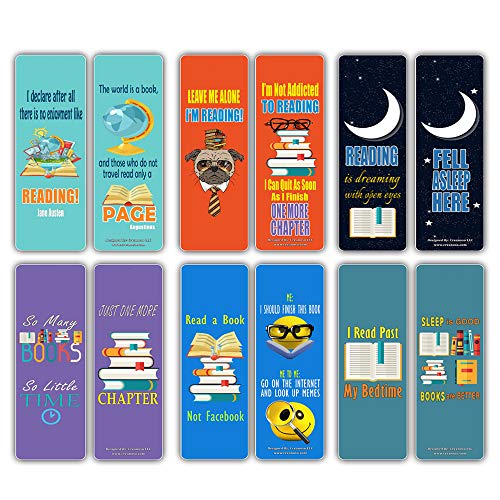 Reading Bookmarks for Books (30-Pack) - Modern Book Lover Bookmarker Cards Party Favors - Premium Quality Gifts Stocking Stuffers for Men Women Adults Teens Kids Boys Girls