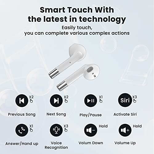 VENCO AP19 True Wireless Bluetooth Earbuds for iPhone/Android Phones - Bluetooth 5.0 Wireless Earphones with LED Display, Touch Control, USB Charging Case