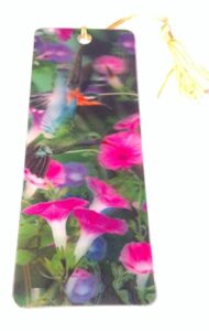advanced 3 d lenticular bookmark with tassel (hummingbirds)