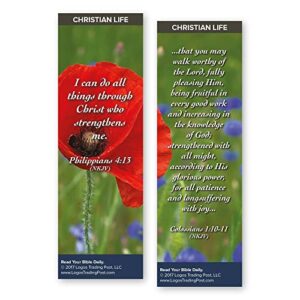 christian bookmark with bible verse, pack of 25, christian life themed, i can do all things through christ who strengthens me, philippians 4:13