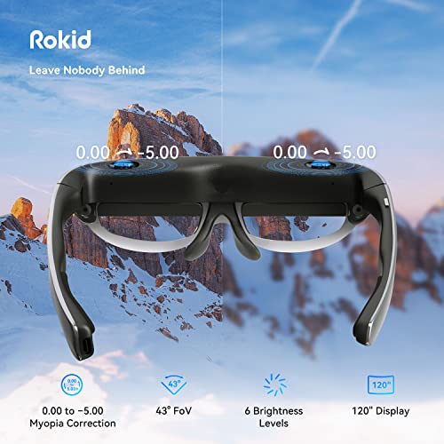 Rokid Air AR Glasses, Augmented Reality Glasses Wearable Headsets Smart Glasses for Video Display, Myopia Friendly Portable Massive 1080P Screen, Game, Watch on Android/iOS/PC/Tablets/Game Consoles