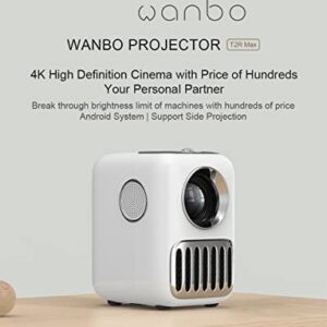 FCHJJ Global Version Wanbo T2R MAX Projector 1080P Mini LED Portable WiFi 7000Lux Full HD 4K Android 9.0 1GB RAM 16GB ROM1920*1080P Keystone Correction for Home