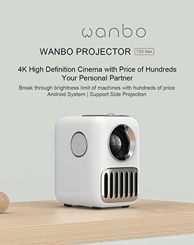 FCHJJ Global Version Wanbo T2R MAX Projector 1080P Mini LED Portable WiFi 7000Lux Full HD 4K Android 9.0 1GB RAM 16GB ROM1920*1080P Keystone Correction for Home