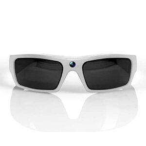 govision sol 1080p hd camera glasses video recording sport sunglasses with bluetooth speakers and 15mp camera – white