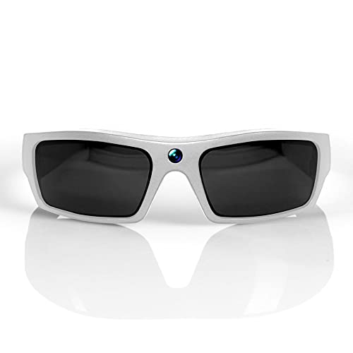 GoVision SOL 1080p HD Camera Glasses Video Recording Sport Sunglasses with Bluetooth Speakers and 15mp Camera - White