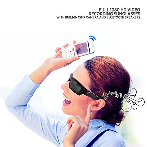 GoVision SOL 1080p HD Camera Glasses Video Recording Sport Sunglasses with Bluetooth Speakers and 15mp Camera - White