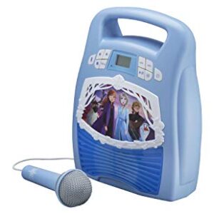 Frozen 2 Bluetooth Portable MP3 Karaoke Machine Player with Light Show Store Hours of Music with Built in Memory Sing Along Using The Real Working Microphone USB Port to Expand Your Content