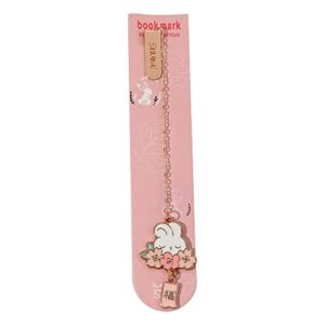 weisha pendant bookmark 1pc metal bookmark romantic sakura rabbit alloy chain pendant bookmark marker of page stationery school office supplies(d)