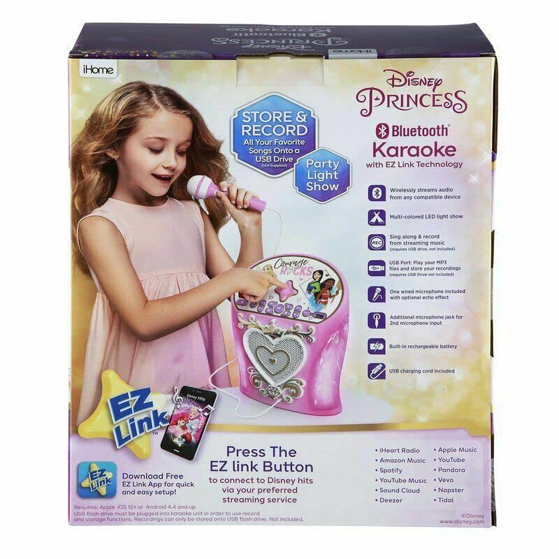 eKids Disney Princess Karaoke Machine, Easily Access Disney Playlists with New EZ Link Feature