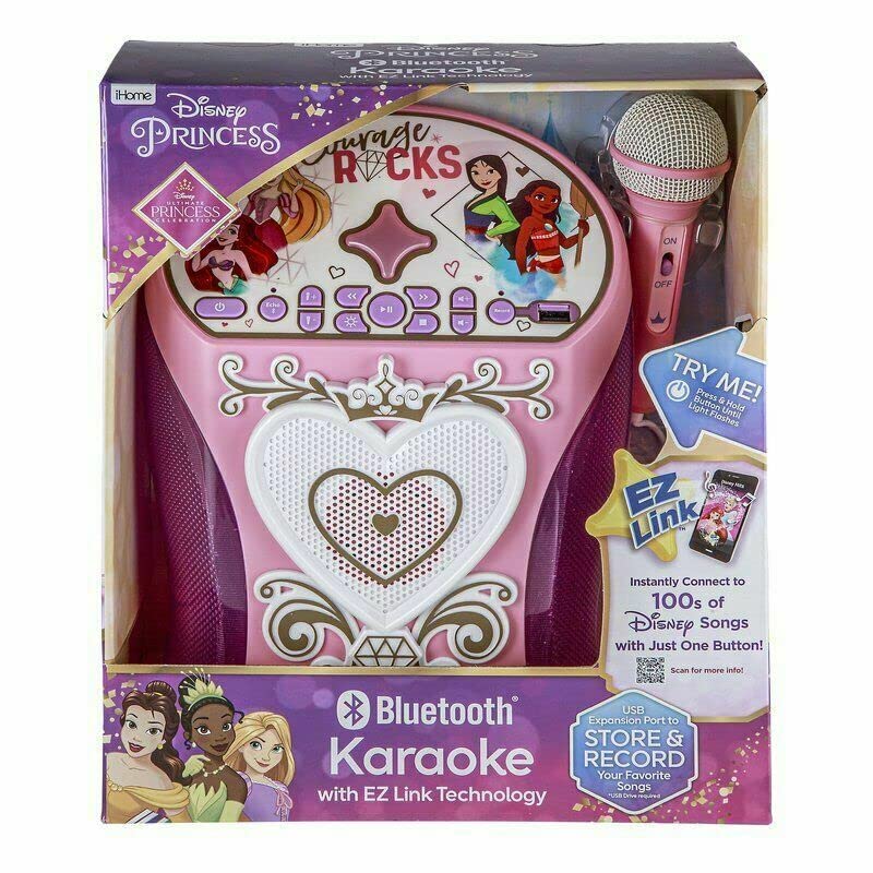 eKids Disney Princess Karaoke Machine, Easily Access Disney Playlists with New EZ Link Feature
