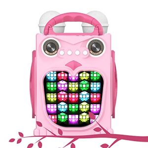 EARISE K25P Kids Karaoke Machine for Girls Boys, Karaoke Speaker with 2 Microphones, Karaoke Toy with Voice Changer & Flashing Lights, Christmas Holiday Birthday Gift, Bluetooth/AUX/TF Card/USB