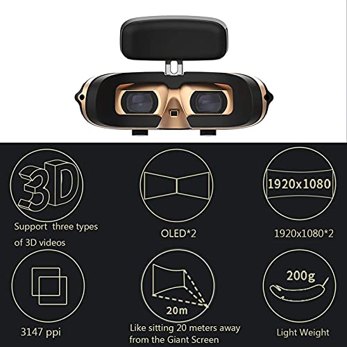 GOOVIS Pro AMOLED Display, Blu-Ray 2D / 3D Glasses HMD Support 4K Blue-ray 3D Movies,Netflix Prime Video Hulu Apple TV+ YouTube Video Movies Compatible with PS5 and Gaming Consoles HDMI connectable