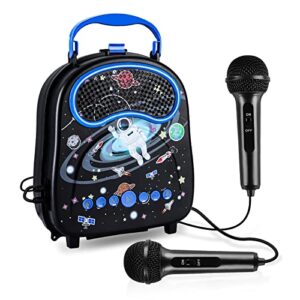 kids karaoke machine for boys girls with 2 microphone portable toddlers singing speaker children karaoke toys with voice changer,gifts for birthday holiday christmas