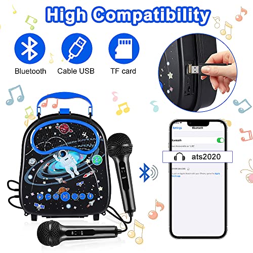 Kids Karaoke Machine for Boys Girls with 2 Microphone Portable Toddlers Singing Speaker Children Karaoke Toys with Voice Changer,Gifts for Birthday Holiday Christmas