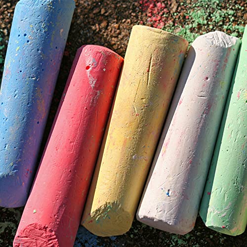 Keebor Sidewalk Chalk, 52 Pcs 8 Colors Jumbo Chalks Bulk, Non-Toxic Chalk for Kids Adults, Painting on Chalkboard, Blackboard, Playground, Outdoor Sidewalk