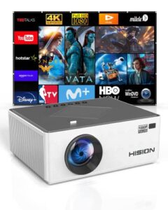 mini projector native 1080p outdoor movie projector with 120 inch projector scr, hision 8000l portable home theater 4k support video projector