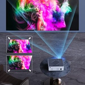 Mini Projector Native 1080P Outdoor Movie Projector with 120 Inch Projector Scr, HISION 8000L Portable Home Theater 4K Support Video Projector