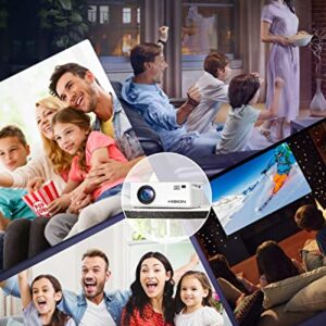 Mini Projector Native 1080P Outdoor Movie Projector with 120 Inch Projector Scr, HISION 8000L Portable Home Theater 4K Support Video Projector