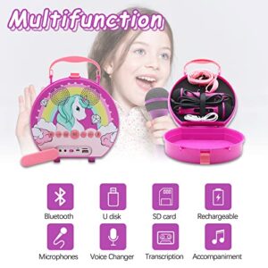 Kids Karaoke Machine for Girls Boys with 2 Microphones Toddler Singing Karaoke Toys Children Karaoke Singing Machine Recording Voice Changing Speaker for Party Birthday Festival Gift