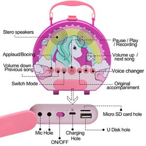 Kids Karaoke Machine for Girls Boys with 2 Microphones Toddler Singing Karaoke Toys Children Karaoke Singing Machine Recording Voice Changing Speaker for Party Birthday Festival Gift