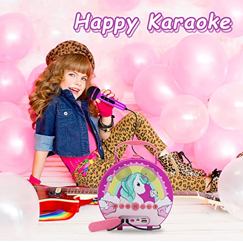 Kids Karaoke Machine for Girls Boys with 2 Microphones Toddler Singing Bluetooth Toys Children Karaoke Singing Machine Recording Voice Changing Speaker for Party Age 3-12