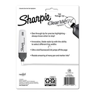 SHARPIE Highlighter, Clear View Highlighter with See-Through Chisel Tip, Tank Highlighter, Assorted, 8 Count