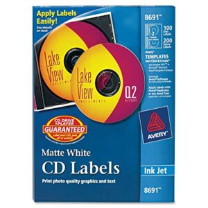 avery cd labels – 100 disc labels & 200 spine labels (8691)