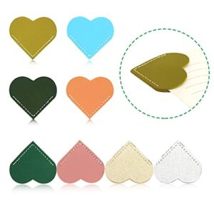 diyomr multicolor heart bookmarks, 8 pack pu leather mini bookmarker library reading accessories books page mark for women girls book lovers