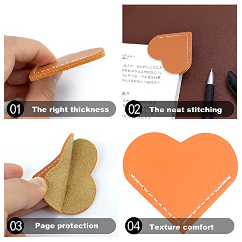 DIYOMR Multicolor Heart Bookmarks, 8 Pack PU Leather Mini Bookmarker Library Reading Accessories Books Page Mark for Women Girls Book Lovers