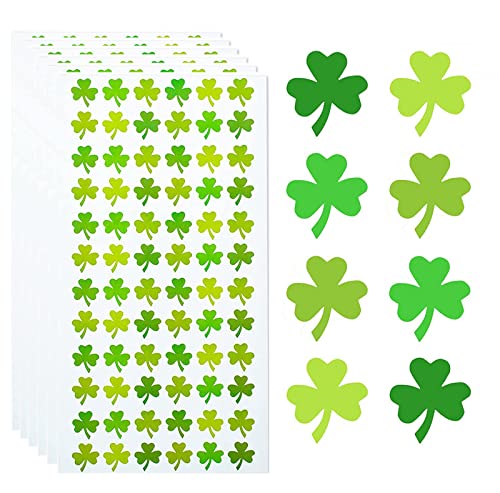 1440 Pcs St. Patrick's Day Stickers Green Shamrock Stickers Self-Adhesive Clover Stickers Teacher Reward Stickers Irish Decorations Stickers for Card Gift Envelope St Patricks Day Party Accessories