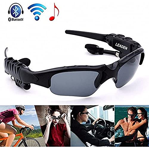 LEADEN Wireless Bluetooth MP3 Polarized Lenses Music Sunglasses V4.1 Stereo Handfree Headphone for iPhone Samsung Most Smartphone or PC (Black)