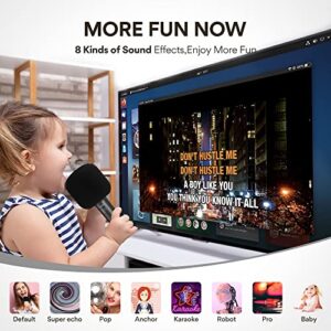 MAONO Bluetooth Karaoke Microphone for Kids, MKP100 Portable 3 in 1 Wireless Handheld Mic with Speaker and Recording for Smartphones,Computers, Car Kids,Party,Gift to Family and Friends(Black)