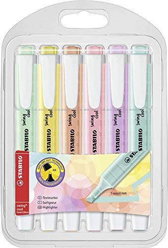 STABILO Highlighter swing cool Pastel - Wallet of 6 - Assorted Colors