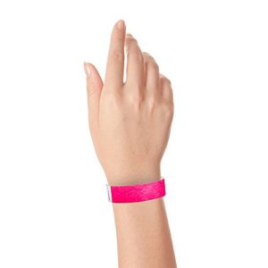 WristCo Neon Pink Tyvek Wristbands for Events - 500 Count ¾” x 10” - Waterproof Recyclable Comfortable Tear Resistant Paper Bracelets Wrist Bands for Concerts Festivals Admission Party Tours