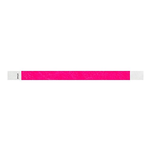 WristCo Neon Pink Tyvek Wristbands for Events - 500 Count ¾” x 10” - Waterproof Recyclable Comfortable Tear Resistant Paper Bracelets Wrist Bands for Concerts Festivals Admission Party Tours