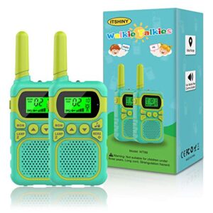 itshiny kids walkie talkies with 22 channels & 3 mile range for outdoor hiking camping children toy gifts for 3-12 year old boys girls -green