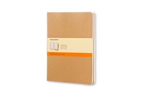 moleskine cahier journal, soft cover, xl (7.5″ x 9.5″) ruled/lined, kraft brown, 120 pages (set of 3)