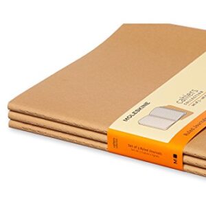 Moleskine Cahier Journal, Soft Cover, XL (7.5" x 9.5") Ruled/Lined, Kraft Brown, 120 Pages (Set of 3)