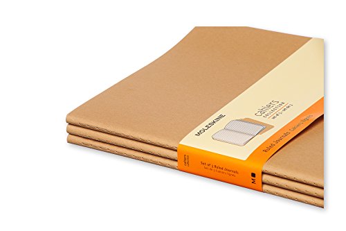 Moleskine Cahier Journal, Soft Cover, XL (7.5" x 9.5") Ruled/Lined, Kraft Brown, 120 Pages (Set of 3)