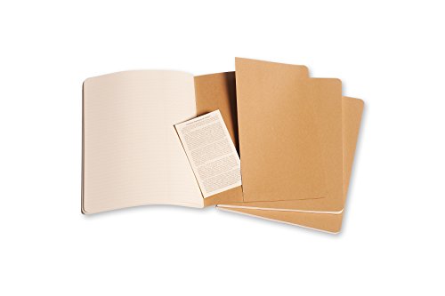 Moleskine Cahier Journal, Soft Cover, XL (7.5" x 9.5") Ruled/Lined, Kraft Brown, 120 Pages (Set of 3)