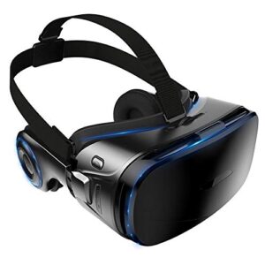 qiaoxingxing vr glasses, 4d mobile games 3d cinema with headphones one machine helmet vr glasses (color : black)
