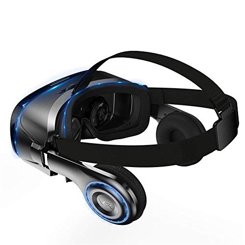 QIAOXINGXING Vr Glasses, 4d Mobile Games 3D Cinema with Headphones one Machine Helmet VR Glasses (Color : Black)