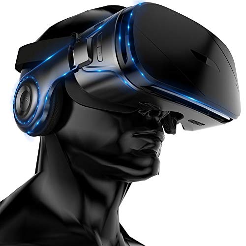 QIAOXINGXING Vr Glasses, 4d Mobile Games 3D Cinema with Headphones one Machine Helmet VR Glasses (Color : Black)