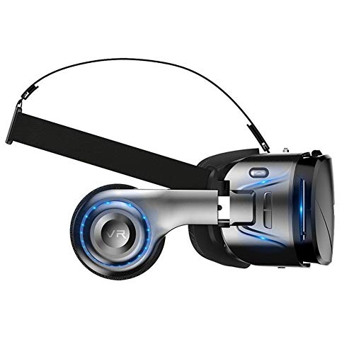QIAOXINGXING Vr Glasses, 4d Mobile Games 3D Cinema with Headphones one Machine Helmet VR Glasses (Color : Black)
